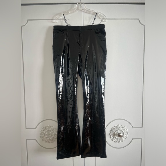 NWT The Kooples ‘Large Black Vinyl Jeans’ Size 30 Flared Pants - Picture 6 of 15